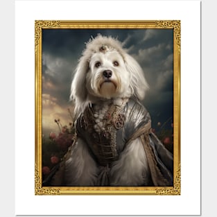 Stately English Sheepdog - Medieval English Princess (Framed) Posters and Art